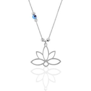 Söğütlü Silver Gümüş Rodyumlu Nazarlı Dorica Sonsuz Yaşamın Simgesi Lotus Kolye