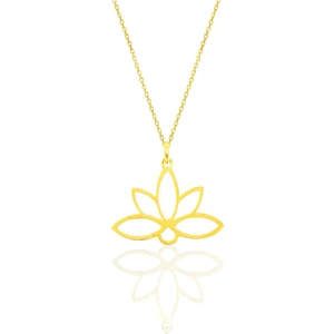 Söğütlü Silver Gümüş Altın Yaldızlı Sonsuz Yaşamın Simgesi Lotus Çiçeği Kolye