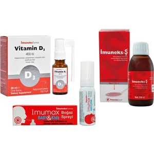 Şurup 150 Ml+Imuneks Vitamin D3 400 Iu Sprey 20 Ml+Imumax Boğaz Spreyi 3+ Yaş 20 ml