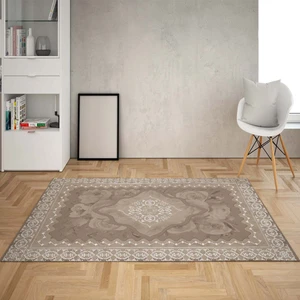 Bona Fortuna Osmanlı Motifler Dijital Baskı Yıkanabilir Kaymaz Taban Leke Tutmaz Salon Halısı ve Yolluk(Vizon)