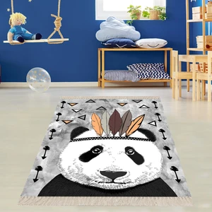 Bona Fortuna Panda Desenli Dijital Baskılı Kaymaz Taban Çocuk Odası Halısı