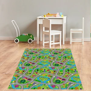 Bona Fortuna Araba Yollu Trafik Yolu Oyun Halısı Dijital Baskılı Kaymaz Taban Eğitici Çocuk Odası Eğitim Halısı