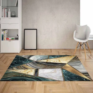 Bona Fortuna Retro Geometrik Çizgi Desenli Dijital Baskı Yıkanabilir Kaymaz Taban Modern Salon Halısı Yolluk