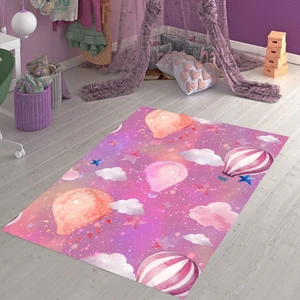 Bona Fortuna Uçan Balon Bulut Desenli Halı Dijital Baskı Yıkanabilir Kaymaz Taban Leke Tutmaz Çocuk Odası Halısı