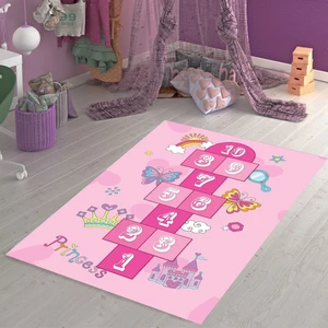 Bona Fortuna Prenses Kelebek Seksek Halı Dijital Baskı Yıkanabilir Kaymaz Eğitici Çocuk Odası Halısı