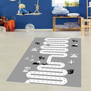 Bona Fortuna Araba Yollu Trafik Yolu Oyun Halısı Dijital Baskılı Kaymaz Taban Eğitici Çocuk Odası Eğitim Halısı