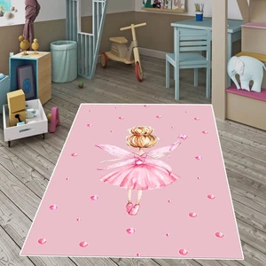 Bona Fortuna Balerin Prenses Puantiye Desenli Dijital Baskı Yıkanabilir Kaymaz Taban Genç Kız Çocuk Odası Halısı