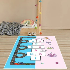 Bona Fortuna Araba Yollu Trafik Yolu Prenses Seksek Oyun Halısı Baskılı Kaydırmaz Eğitici Çocuk Odası Eğitim Halı