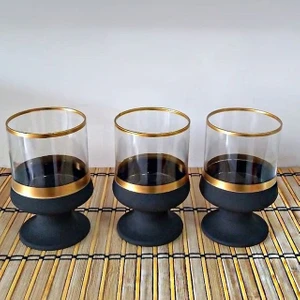 El Dekorlu 3'lü Cam Magnolia Bardak Cup, 3'lü Tatlı Bardağı