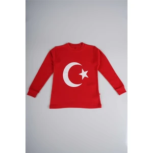 Miniko Kids Atatürk Türk Bayrağı Baskılı Uzun Kol Pamuk Tişört