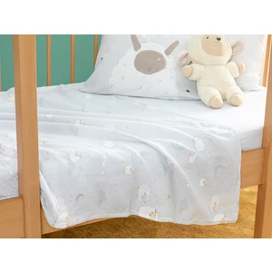 English Home Little Lamb Baskılı Bebe Pıke 100 x 150 cm Açık Gri