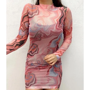 Içi Astarlı Tül Elbise Pembe