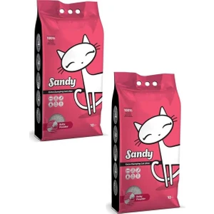 Bebek Pudralı Tozsuz Topaklanan Sodyum Bentonit Gri Kedi Kumu 10 kg (2 Adet)