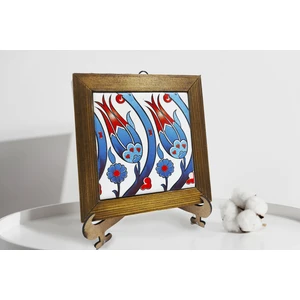 Kütahya Çini 10X10 cm Çerçeveli Çini Desenli Karo