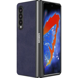 Samsung Galaxy Z Fold 3 Için Deri Desenli Plastik Koruma Kılıf