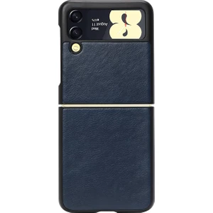 Samsung Galaxy Z Flip 3 Için Deri Desenli Plastik Koruma Kılıf