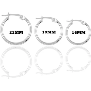 Söğütlü Silver Gümüş Rodyumlu  Üç Boydan Oluşan Şarnel Halka Küpeler