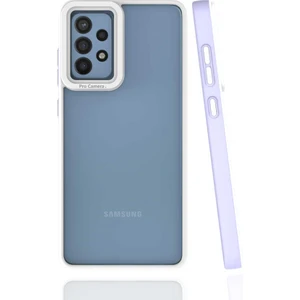 Case 4U Samsung Galaxy A72 Uyumlu Kılıf Kamera Korumalı Renkli Kenar Mima Arka Kapak Lila