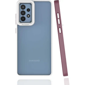Case 4U Samsung Galaxy A72 Uyumlu Kılıf Kamera Korumalı Renkli Kenar Mima Arka Kapak Mürdüm