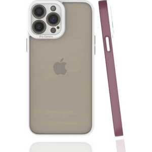 Case 4U Apple iPhone 13 Pro Max Kılıf Kamera Korumalı Renkli Kenar Mima Arka Kapak Mürdüm