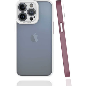 Case 4U Apple iPhone 13 Pro Kılıf Kamera Korumalı Renkli Kenar Mima Arka Kapak Mürdüm