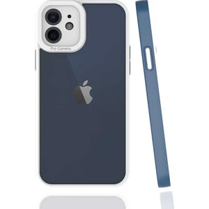 Case 4U Apple iPhone 12 Kılıf Kamera Korumalı Renkli Kenar Mima Arka Kapak Lacivert