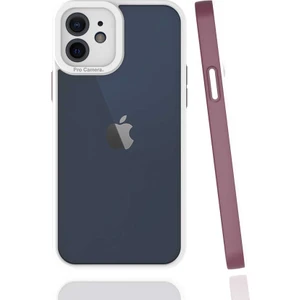 Case 4U Apple iPhone 12 Kılıf Kamera Korumalı Renkli Kenar Mima Arka Kapak Mürdüm