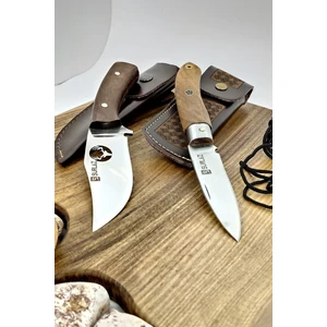 2'li Outdoor Deer Çakı Bıçak Kamp Bıçağı Deri Kılıflı