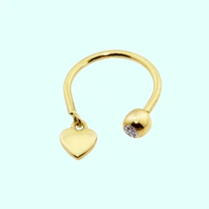 Sembol Gold Altın Burun Hızma Piercing 14 Ayar Sade Kalp