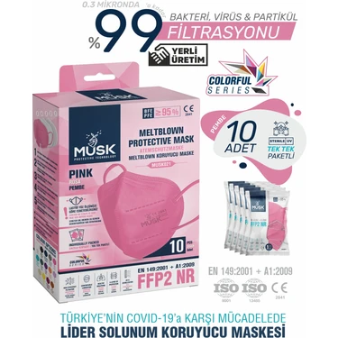 Musk FFP2/N95 Maske Pembe  Renk 50
