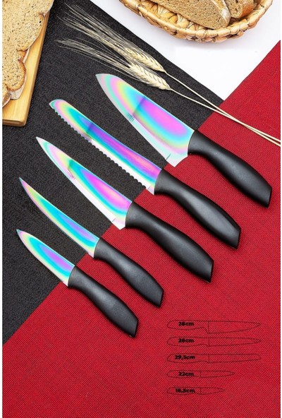 Rooc Lüks Bıçak Seti Gümüş 5 Parça (Bıçak) Bıçak Takımı