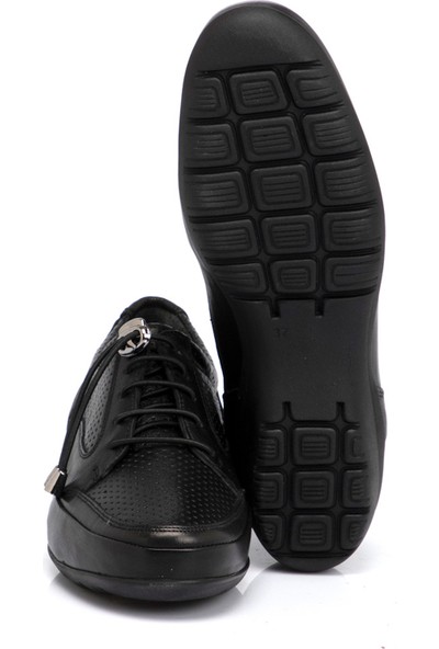 Tergan Siyah Deri Kadın Ayakkabı 65526A23