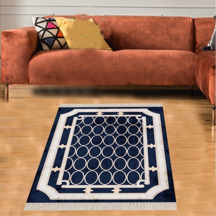 Geometrik Çember Desenli Dijital Baskı Yıkanabilir Kaymaz Taban Modern Salon Halısı ve Yolluk