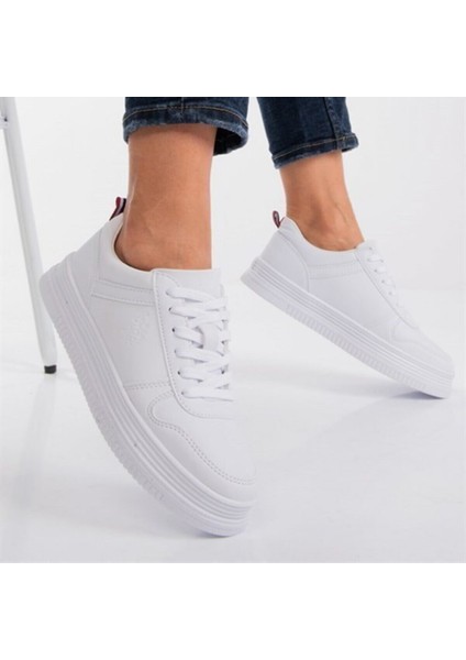 Kadın Günlük Beyaz Deri Spor Ayakkabı