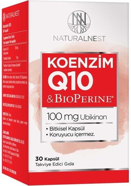 Natural Nest Koenzim Q10 30 Kapsül
