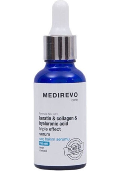 Keratin, Kollajen, Hyaluronik Asit & Borken Complex 124 Içeren Saç Bakım Serumu 30 ml