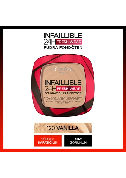 L'Oréal Paris Infaillible 24H Fresh Wear Pudra Fondöten 120 Vanilla