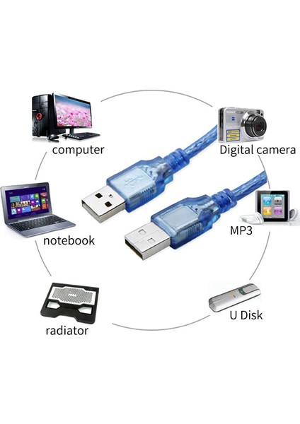 USB 2.0 Erkek Erkek Şarj ve Data Kablosu 50 cm