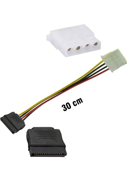 4 Pin Molex Dişi To Sata 15 Pin Dişi Power Kablo 30 cm