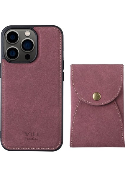 iPhone 13 Pro 6.1 Inç Uyumlu 2in1 Ayrılabilir Kart Yuvalı Deri Kaplamalı Pc + Tpu Telefon Kılıfı - Koyu Kırmızı (Yurt Dışından) fiyatları