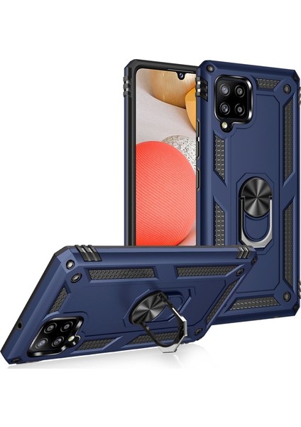 Galaxy A42 5g Için Halkalı Standlı Düşmeye Dayanıklı Pc + Tpu Telefon Kılıfı - Mavi (Yurt Dışından)