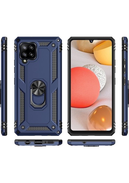 Galaxy A42 5g Için Halkalı Standlı Düşmeye Dayanıklı Pc + Tpu Telefon Kılıfı - Mavi (Yurt Dışından) modelleri