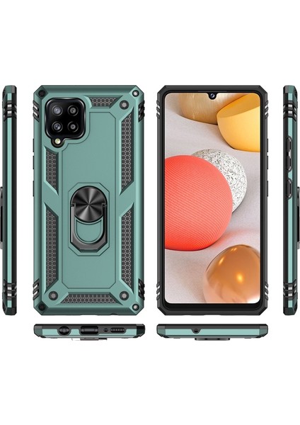 Galaxy A42 5g Için Halkalı Standlı Düşmeye Dayanıklı Pc + Tpu Telefon Kılıfı - Koyu Yeşil (Yurt Dışından) modelleri