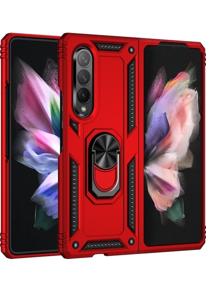 Galaxy Z Fold 3 5g Için Halkalı Standlı Düşmeye Dayanıklı Pc + Tpu + Metal Telefon Kılıfı - Kırmızı (Yurt Dışından) fiyatları