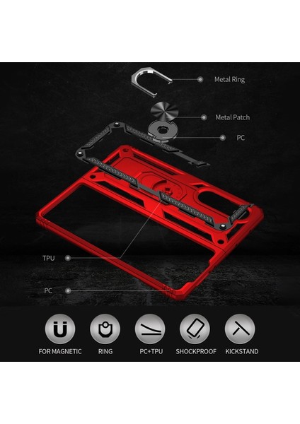 Galaxy Z Fold 3 5g Için Halkalı Standlı Düşmeye Dayanıklı Pc + Tpu + Metal Telefon Kılıfı - Kırmızı (Yurt Dışından) fırsatları