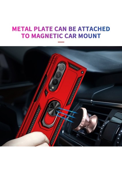 Galaxy Z Fold 3 5g Için Halkalı Standlı Düşmeye Dayanıklı Pc + Tpu + Metal Telefon Kılıfı - Kırmızı (Yurt Dışından) indirimleri
