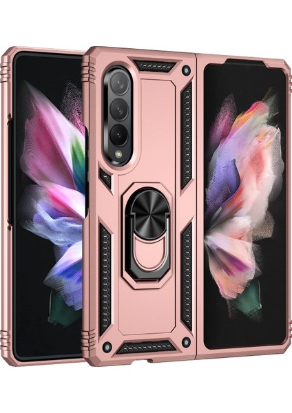 Galaxy Z Fold 3 5g Için Halkalı Standlı Düşmeye Dayanıklı Pc + Tpu + Metal Telefon Kılıfı - Gül Altın (Yurt Dışından) fiyatları