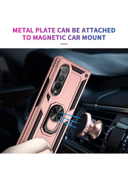 Galaxy Z Fold 3 5g Için Halkalı Standlı Düşmeye Dayanıklı Pc + Tpu + Metal Telefon Kılıfı - Gül Altın (Yurt Dışından) indirimleri
