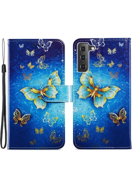 Galaxy S21 Fe Için Desenli Baskılı Pu Deri Cüzdan Işlevli Stand Kapaklı Telefon Kılıfı (Yurt Dışından)