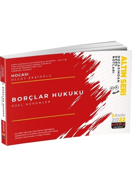 Borçlar Hukuku Özel Hükümler Hocasından Ders Notları 2022